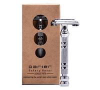 Parker Safety Razor 66R - Rasoio da uomo con manico lungo e apertura a farfalla a doppio bordo, cromato