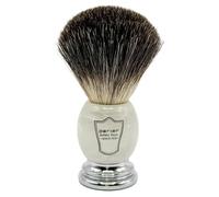 Parker Safety Razor Black Badger Setola Pennello da barba con manico marmorizzata - Spazzola stand incluso Bianco