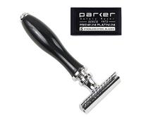 Parker Safety Razor Parker 111B maniglia dell'ebano doppio bordo rasoio di sicurezza e 5 Premium Lame da Rasoio a Doppio Bordo