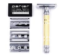 Parker Safety Razor Parker Convertible - Doppia Testa Rasoio di sicurezza (aperti e chiusi pettine testa) e 5 Parker Lame da Rasoio