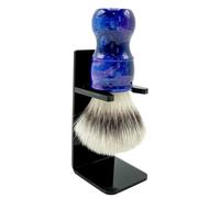 Parker Safety Razor The Blue Storm Deluxe - Pennello da barba sintetico con manico blu iridescente e supporto