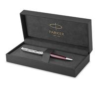 Parker Sonnet Penna a Sfera | Laccata Premium Metal & Red con finiture cromate | Punta medio con ricarica inchiostro nero | Confezione regalo