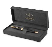 PARKER Sonnet Penna a Sfera, Laccatura di Colore Nero Opaco con Finiture in Oro, Pennino Medio, Confezione Regalo