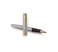 Parker Sonnet Penna Roller, Acciaio Inossidabile con Finiture in Oro, Pennino So