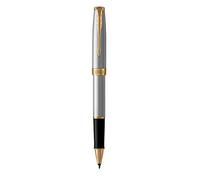 Parker Sonnet Penna Roller, Acciaio Inossidabile con Finiture in Oro, Pennino So