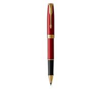 PARKER Sonnet Penna Roller, Laccatura di Colore Rosso con Finiture in Oro, Pennino Sottile, Confezione Regalo