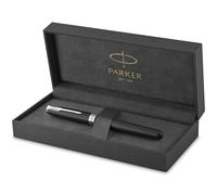 PARKER Sonnet Penna Stilografica, Laccatura di Colore Nero Opaco con Finiture in Palladio, Pennino Medio, Confezione Regalo