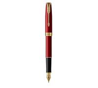 PARKER Sonnet Penna Stilografica, Laccatura di Colore Rosso con Dettagli in Finiture in Oro, Pennino Medio, Confezione Regalo