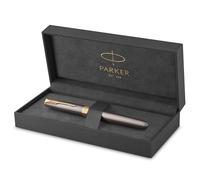 Parker Sonnet Penna Stilografica | Laccatura Grigia con Pennino Dorato | Punta M in Acciaio Inossidabile | Ricarica della cartuccia d'inchiostro nera | Confezione Regalo | Regali di Laurea Perfetti