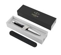 Parker Urban Twist, penna a sfera, nera con finiture cromate, punta media, ricarica inchiostro blu, confezione regalo con custodia in velluto