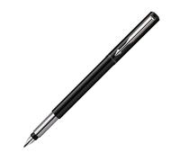Parker Vector Fountain Pen Black with Chrome Trim Medium Nib Blue Ink Ha