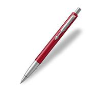 Parker Vector Penna a Sfera con Finiture Cromate, Punta Media, Inchiostro Blu, Confezione Regalo, Rosso