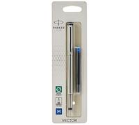 Parker Vector Fountain Pen Stainless Steel with Chrome Trim Medium Nib Blu
