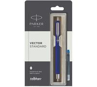 Parker Vector Standard Cromata Penna Stilografica (Blu Corpo + 1 Inchiostro Blu