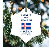 Parking for Icelanders Only Ornamento per albero di Natale vialetti privati Esagoni Ciondolo in porcellana Ceramica Personalizzato Paesi del Mondo Bandiera Internazionale Pallina di Natale per la