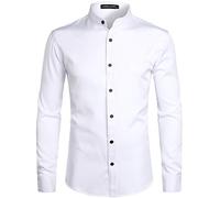 PARKLEES - Camicia da uomo a manica lunga, slim fit, facile da stirare, con colletto a punta, per l'ufficio e il tempo libero, bianco, M