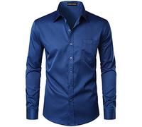 PARKLEES Camicia da uomo casual da lavoro slim fit