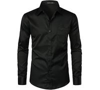 PARKLEES Camicia da uomo Urban elegante casual da lavoro slim fit manica lunga abbottonatura con tasca