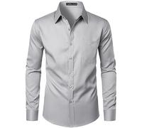 PARKLEES Camicia da uomo Urban elegante casual da lavoro slim fit manica lunga abbottonatura con tasca