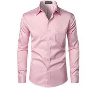PARKLEES Camicia da uomo Urban elegante casual da lavoro slim fit manica lunga abbottonatura con tasca