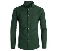 PARKLEES - Camicia Oxford da uomo, Slim Fit a Manica Lunga, Button Down, per un Look Smart Casual, Verde scuro, XL
