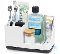 PARKMANI Organizer per il bagno, organizer per il bagno e la conservazione, portaspazzolino staccabile per lavabo da bagno (bianco)