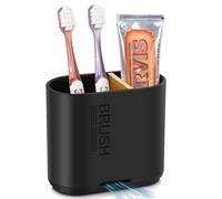 PARKMANI Portaspazzolino elettrico per bagno, porta spazzolino da denti e dentifricio, contenitore rimovibile per spazzolino da denti con drenaggio per famiglia, bambini (nero, medio)