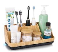 PARKMANI Portaspazzolino per bagno, organizer per spazzolino elettrico e dentifricio, 7 scomparti, organizer per il piano di lavoro del bagno, accessori da bagno per famiglia, bambini (venature del