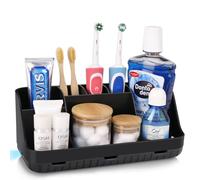 PARKMANI Portaspazzolino per bagno, organizer per spazzolino elettrico e dentifricio, organizer da bagno con 7 scomparti, accessori da bagno per famiglia, bambini (nero)