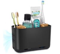 PARKMANI Portaspazzolino per bagno, portaspazzolino elettrico e dentifricio con divisori regolabili e drenaggio, organizer per spazzolino da denti per bambini per piano di lavoro del bagno (nero)