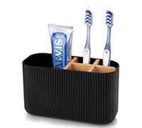 PARKMANI Portaspazzolino per bagno, portaspazzolino elettrico e dentifricio, organizer per spazzolino da denti per piano di lavoro del bagno (nero)