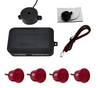 Parksensor PDC Kit sensore parcheggio auto 12V 22mm Universale 4 cicalino Radar retromarcia Indicatore allarme sonoro sonda(Red sensors)