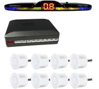Parksensor PDC Kit sensori parcheggio radar multipli Retroilluminazione Park tronic visualizzazione LED Monitor backup Assistente rilevatore 4/6/8(BIANCO,8 sensors)