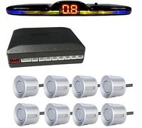 Parksensor PDC Kit sensori parcheggio radar multipli Retroilluminazione Park tronic visualizzazione LED Monitor backup Assistente rilevatore 4/6/8(Argento,6 sensors)