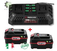 PARKSIDE Batteria PAP 20 B3 4 A + Caricabatterie doppio PARKSIDE PDSLG 20 v4,5 A