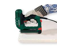 Parkside Cucitrice elettrica in stile moderno, colore verde, 15-25 mm e 15, 20, 25, 32 mm, 500 elementi di fissaggio, funzionamento automatico, materiale plastico
