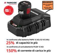 PARKSIDE PERFORMANCE Batteria 12V 2,5 Ah + Caricabatterie 6A PLGK 12 6.0 B1