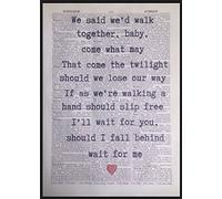 Parksmoonprints Stampa d'arte con testo di Bruce Springsteen "If I Should Fall Behind" su dizionario vintage.
