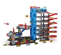 Parktower - Set da gioco con 9 livelli, con 6 auto in metallo ed elicottero, parcheggio con ascensore, stazione di servizio, officina e autolavaggio, grande giocattolo per bambini