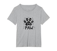 Parla con Il Paw Funny Pet Lover Maglietta, Donna Plus-Size, Grigio Melange, 3X