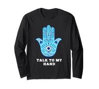 Parla con la mia Mano - Simbolo Divertente Hamsa Hamsa Maglia a Manica