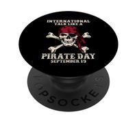 Parla internazionale come una giornata dei pirati Divertente amante dei pirati PopSockets PopGrip Adesivo