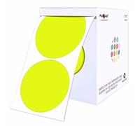 PARLAIM Adesivo rotondo a pois da 2 pollici 500 etichette codificate a colori superficie adesiva permanente scrivibile per l'organizzazione dell'inventario in movimento, giallo fluorescente