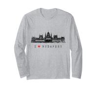 Parlamento di Budapest Ungheria Skyline Amo I Love Budapest Maglia a Manica