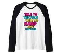 Parlare con Il Viso Divertente Retro Sass Ritorno Maglia con Maniche Raglan