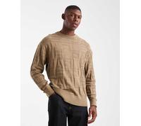 Parlez - Maglione girocollo in maglia effetto chiaroscuro con logo a monogramma beige scuro-Neutro XL