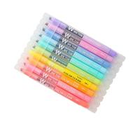 Parliky 10 pezzi Evidenziatori Doppia Punta Cancellabili Pastello Penne Colorate per Studio e Disegno Punta Scalpello Larga e Fine per Scrivere e Sottolineare Regalo per Studenti e