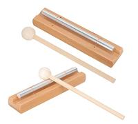 Parliky 2 Impostati Campanelli da Meditazione in Metallo e Legno Strumento Percussione Musicale con Mallet per Yoga Mindfulness Suono Chiaro e Durevole per Educazione Musicale