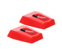 Parliky 2 pezzi Aghi Diamantati per Giradischi Puntina Ricambio per Puntina Fonografo Ago Vinile Rosso per Lettore Dischi Vintage Sostituzione Facile e Resistente