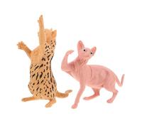 Parliky 2 Pezzi Miniature Cat Ornament Realistic Hairless Leopard Cat Figures in Nontoxic Plastic For Home Decor Desktop Dollhouse Display